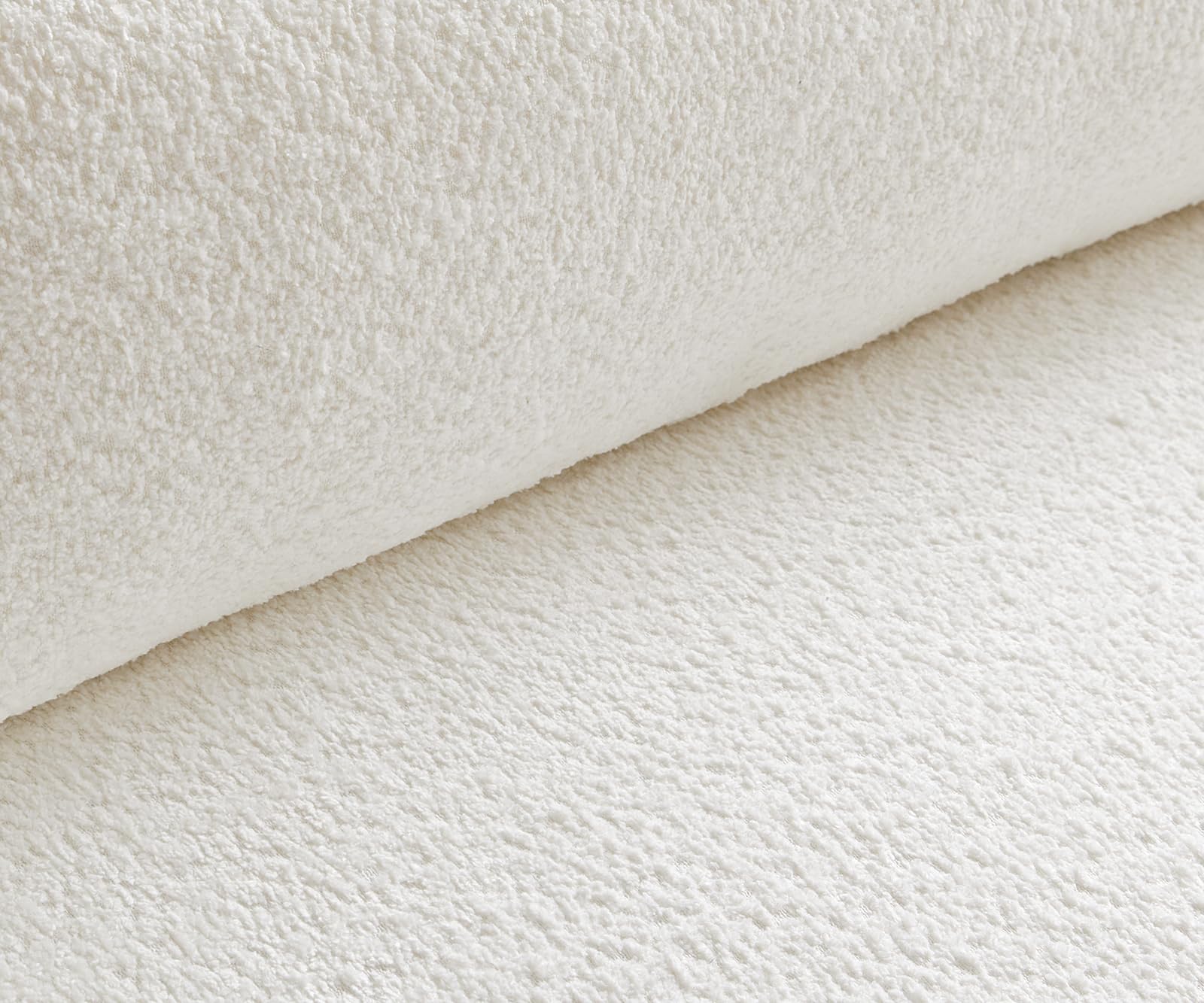 DELIFE Eckcouch Lanzo Bouclé Creme-Weiß 230x155 cm Recamiere variabel