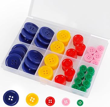 Premium Color Sewing Buttons, 100PCS Round Resin, 4 Holes Craft, Handmade Sewing Button, Sizes 40L/32L/24L/20L/16L, for Garment DIY Art Crafts Projects Decoration Non-Dyed Buttons