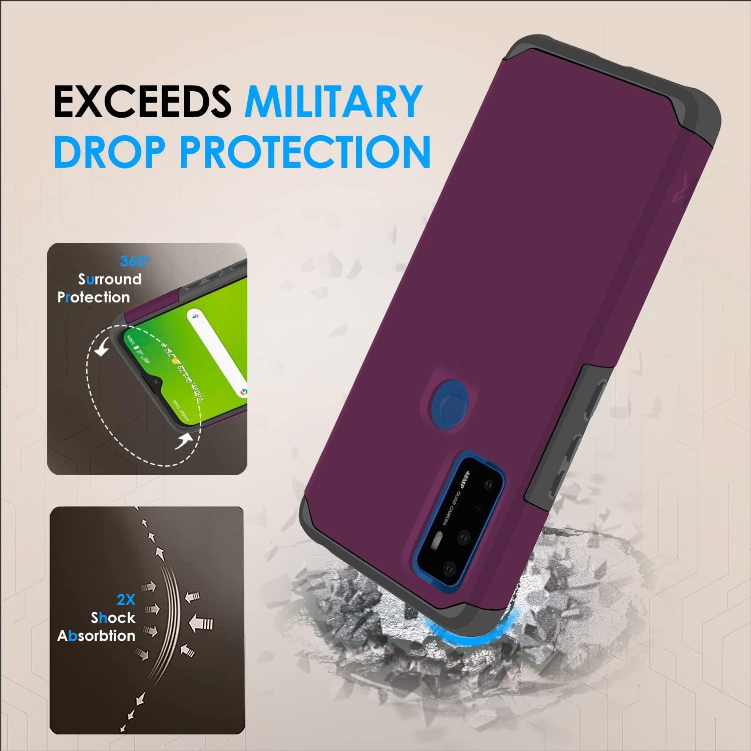HRWireless Compatible for AT&T Radiant Max 5G 6.8" / Cricket Dream 5G / Cricket Innovate 5G / AT&T Fusion 5G Phone CaseHeavy Duty Premium Minimalistic for Accidental Drops, Scratches