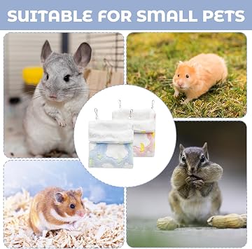 2-Pack Rat Hammock - Double Layer Small Animal Hammocks for Cage, Soft Guinea Pig & Ferret Accessories, Washable Hamster Bed for Rat Cage Accessories (Blue & Pink)