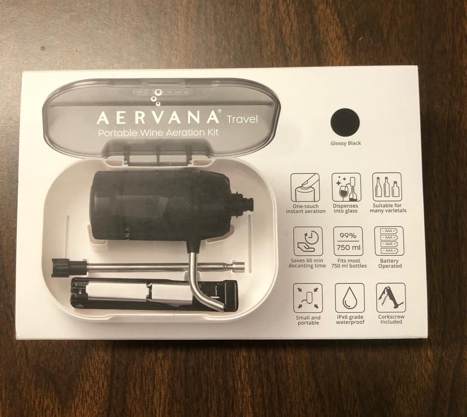 Aervana Travel: Portable Electric Wine Aerator and Pourer/Dispenser - Decanter - Travel (Black)