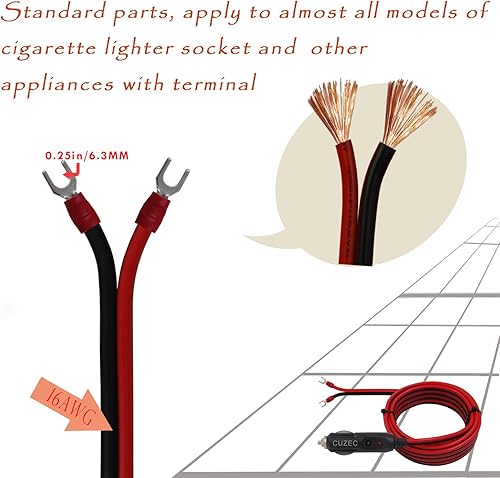 Miniatura 2 de CUZEC Cable de alimentación de enchufe macho de 15 A resistente con cable de 13.1 pies  13.1 ft 16 AWG para inversor de automóvil, bomba de aire,