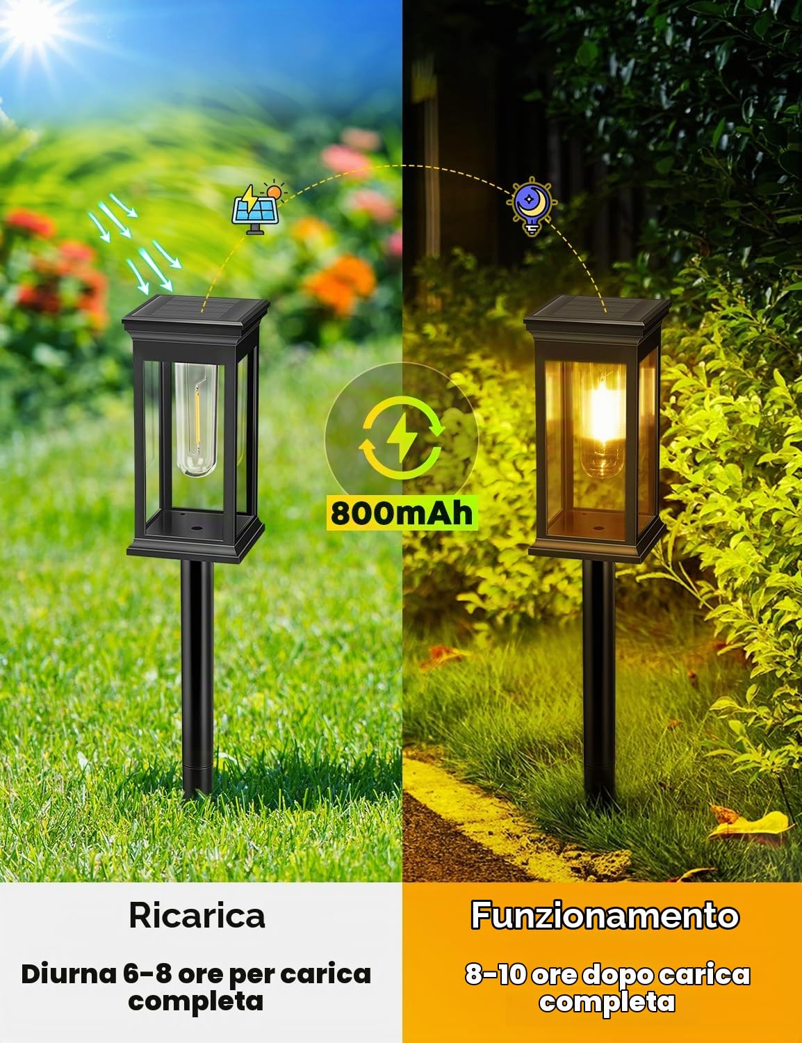 Lampade solari per esterni, giardino, luce bianca calda, 4 pezzi