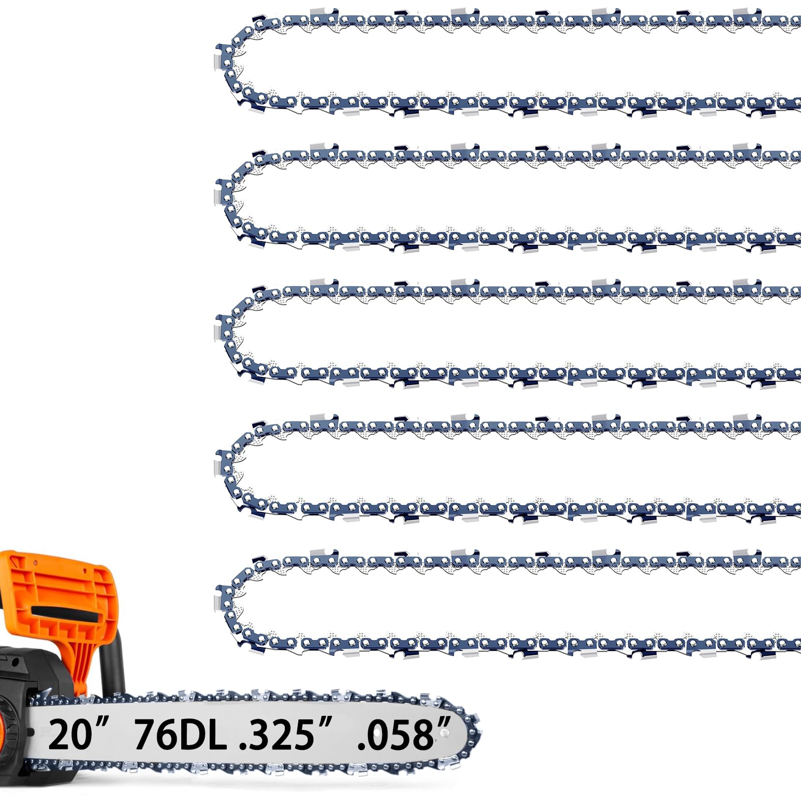 5 Pack 18 Inch Chainsaw Chains Fits Stihl .325" Pitch .063" Gauge 68 Drive Links, Fits Stihl (PRE 2023 .063" Gauge) MS251, 025, MS 230, MS250, V68, L68 (5 Chains) — view 18
