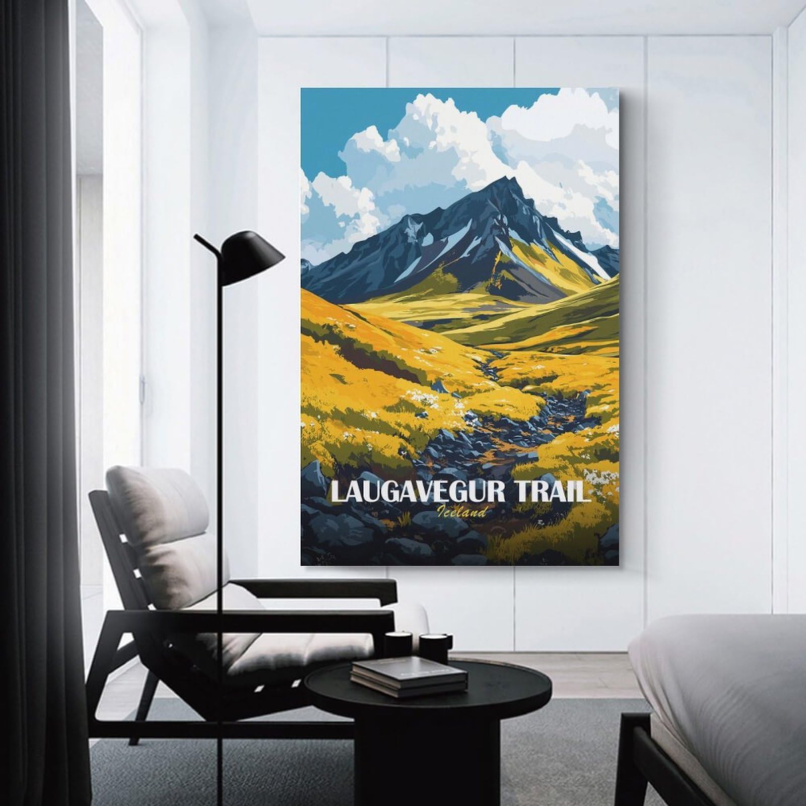 Junmoney Laugavegur Trail Iceland Landscape Art Canvas Wall Decor 12x18inch(30x45cm), for Home Lounge, Bedroom Or Reading Nook, A Home Accent with Warm Character