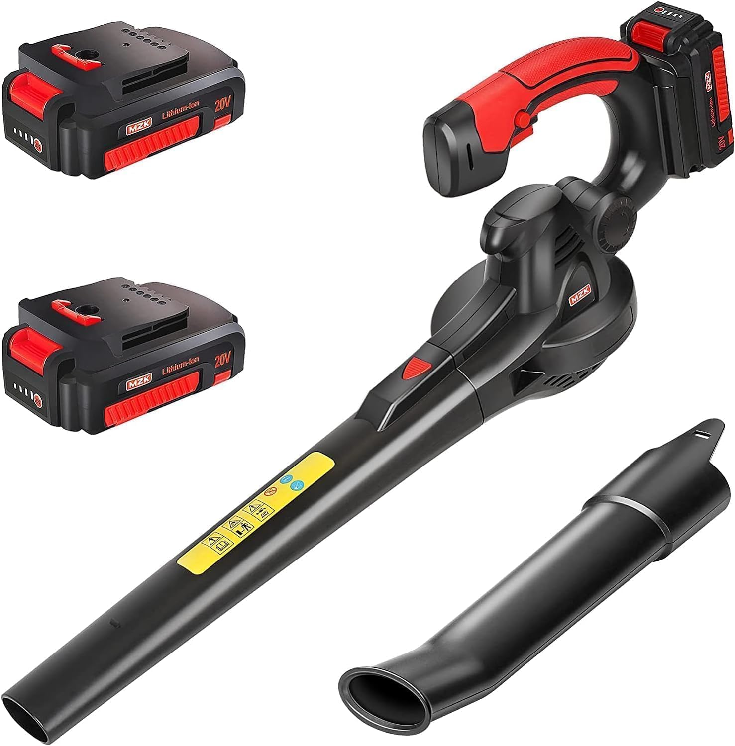MZK Cordless Leaf Blower, 20V Battery Powered Leaf Blower Cordless for Lawn Care, Electric Lightweight(3LB) for Blowing Leaves, Patio Cleaning, Lawn Care and Dust(2 * 2Ah Battery & Charger)