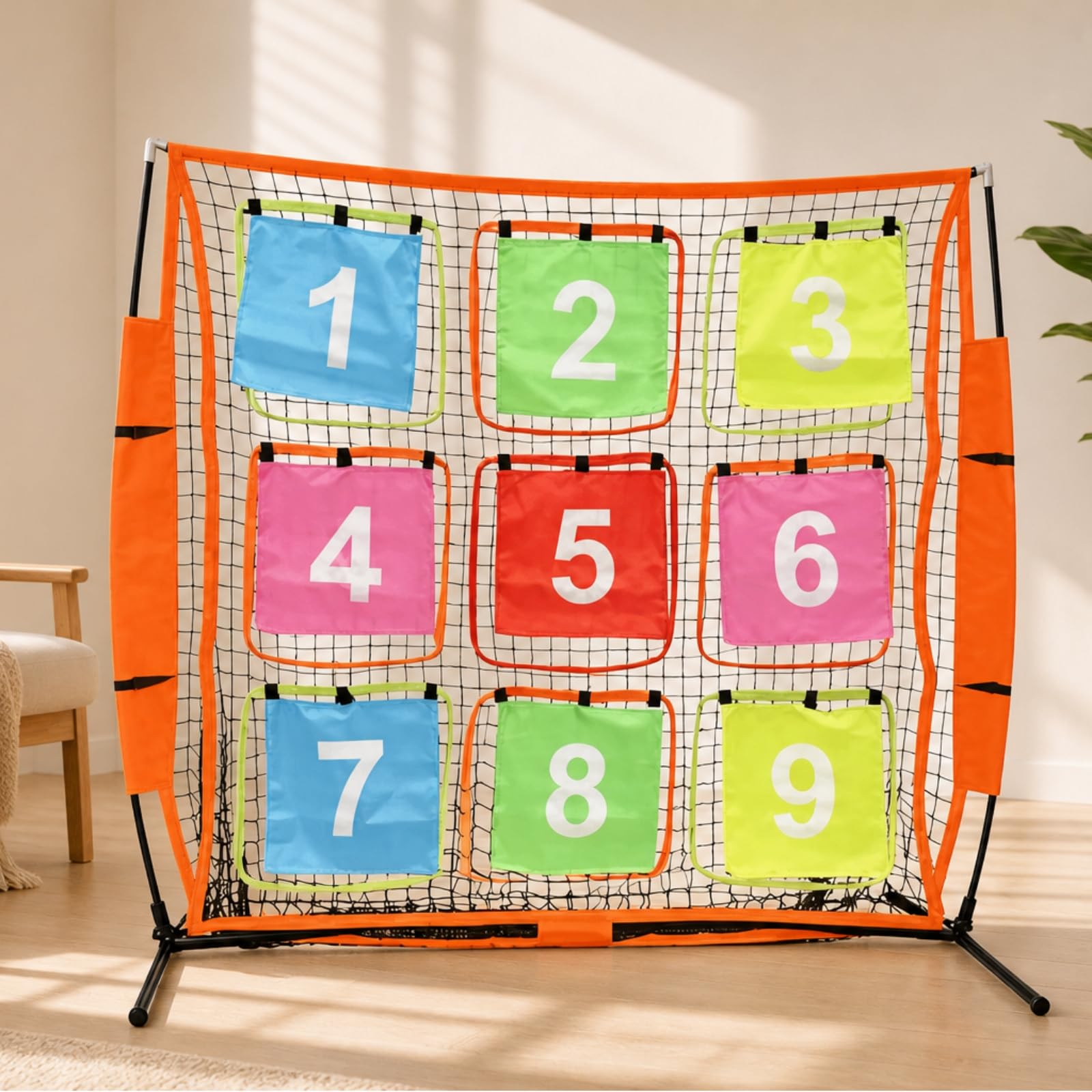 Baoblaze Red de Lanzamiento para Niños Red de Infantil Diana de Precisión Juego de Puntería Entrenamiento con Cuadrícula 3x3 con Bolsillos Numerados