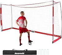 Bearwill 12x6FT Portable Soccer Goal Net - Easy 5-Min Setup, Collapsible Metal Base, Backyard Training Goals with Carry Bag