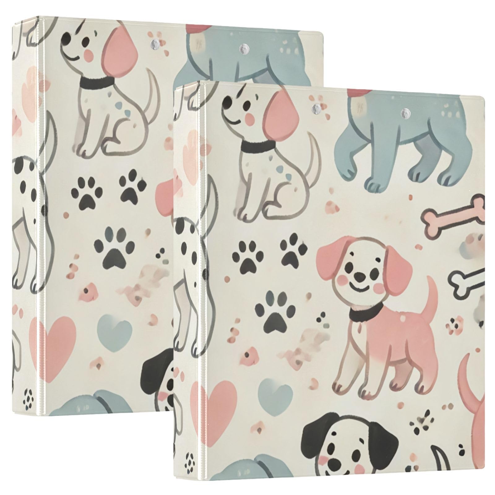 Cute Dog Cream 3 Ring Binder Flexible D Ring Binder with Pockets 3 Ring Binders for School, College, Office
