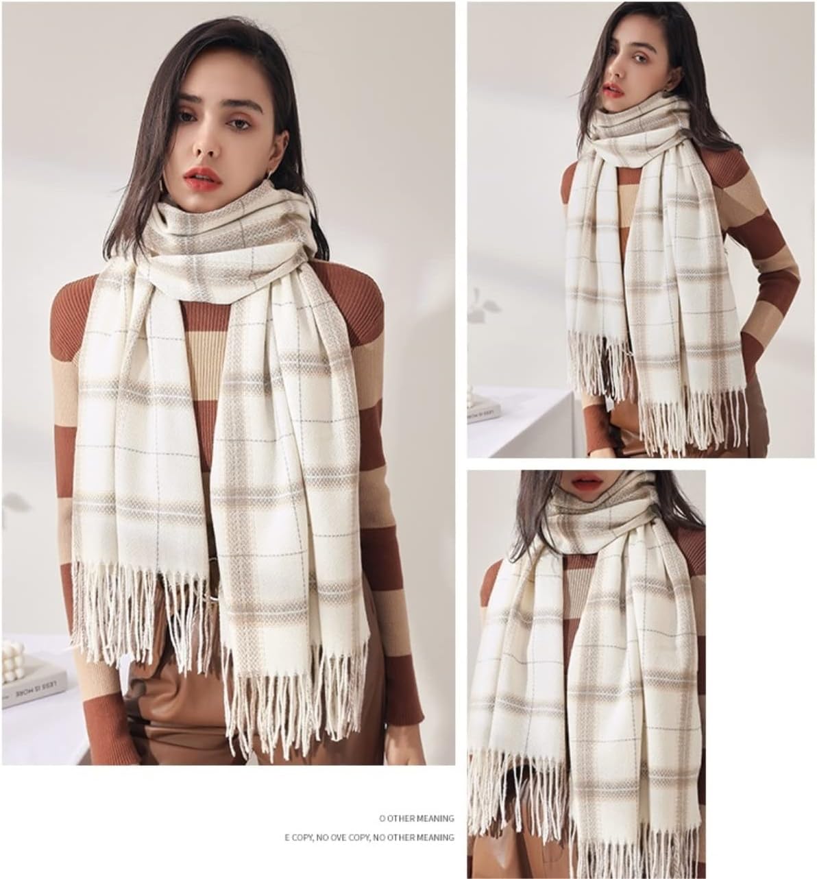 Scarf Shawl Scarves Wraps Plaid Winter Soft Scarf Shawl Warm Woven Fringe Scarf For Lady