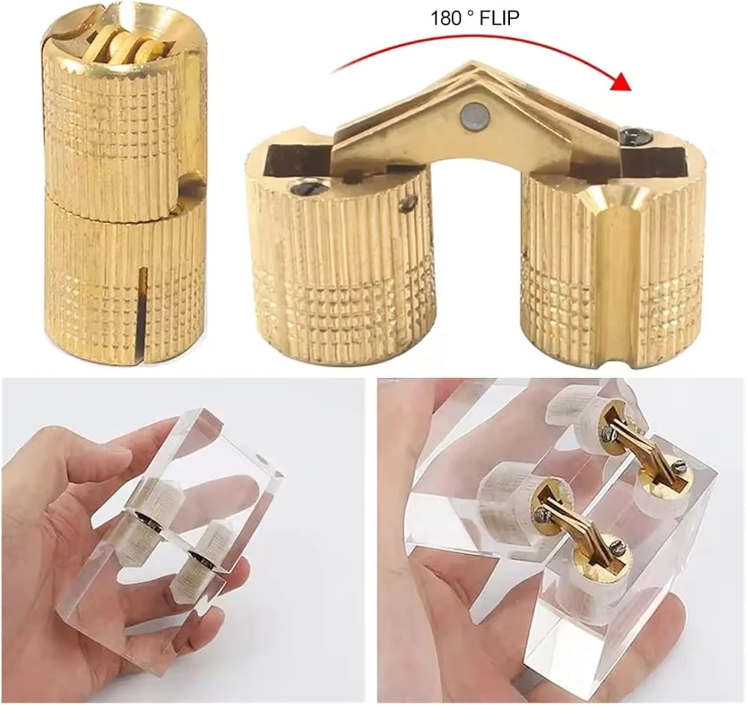Copper Brass Furniture Hinges 8-18mm Cylindrical Hidden Cabinet Concealed Invisible Door for Hardware Box(12mm)