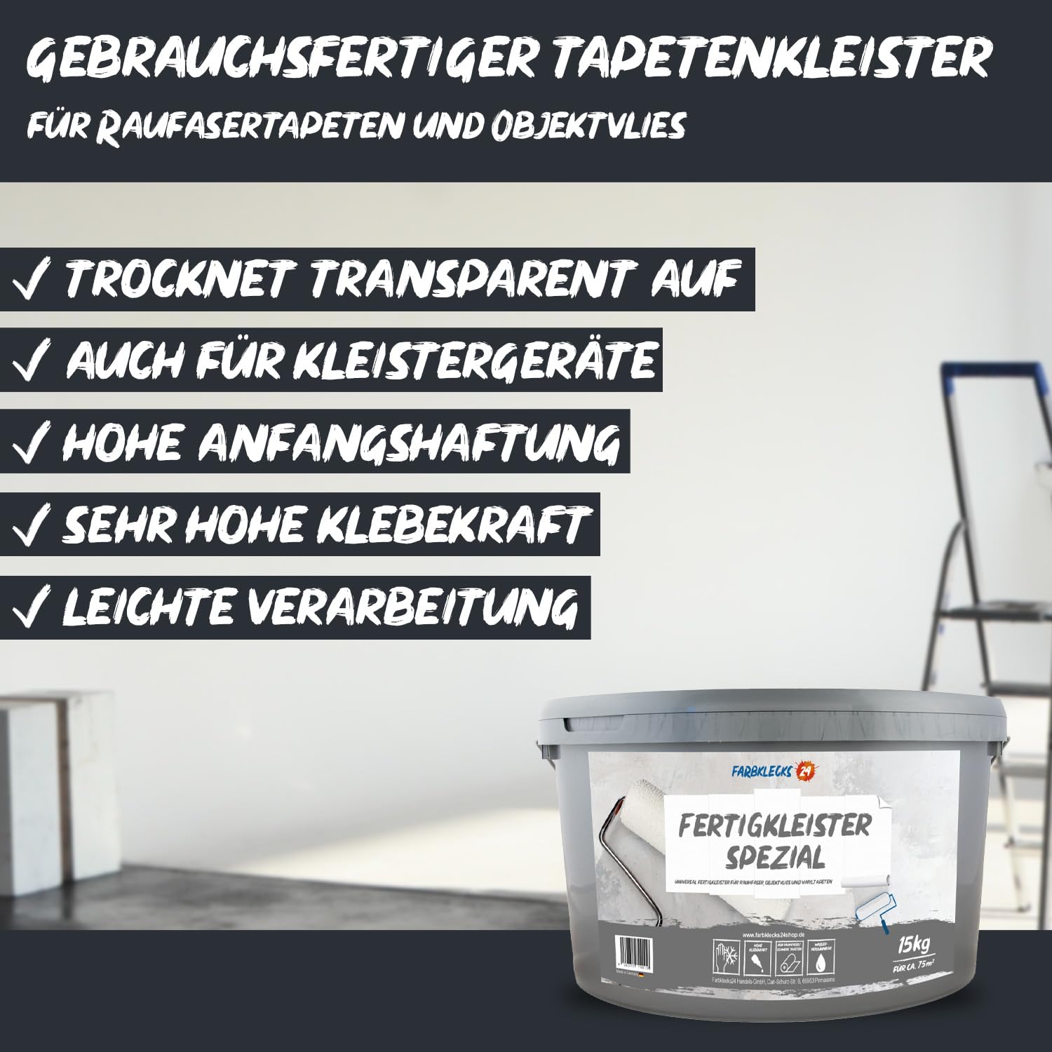 Fertigkleister 15kg Raufaser Kleister, verarbeitungsfertig