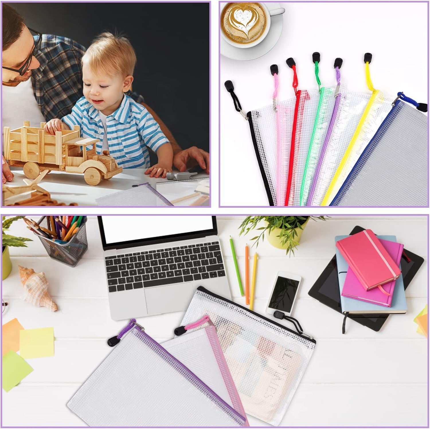 Buste Portadocumenti A5 VEUWOLM - 21 Pezzi, 7 Colori, Con Bottone A Pressione, Trasparenti