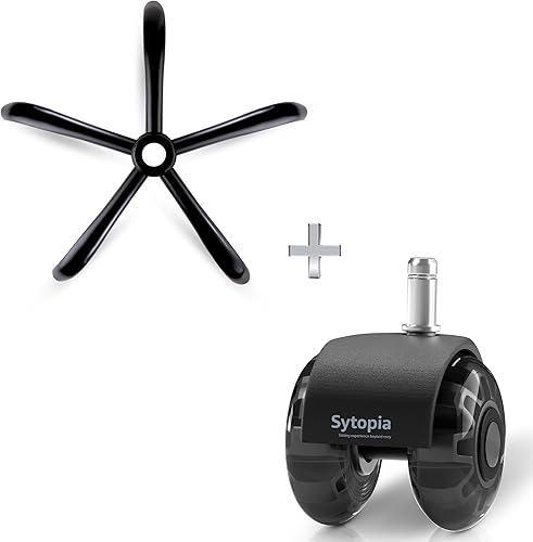 MASTERY MART Juego de actualización de silla de oficina, repuesto de base resistente de 28 pulgadas, ruedas universales, cilindro de gas + juego de