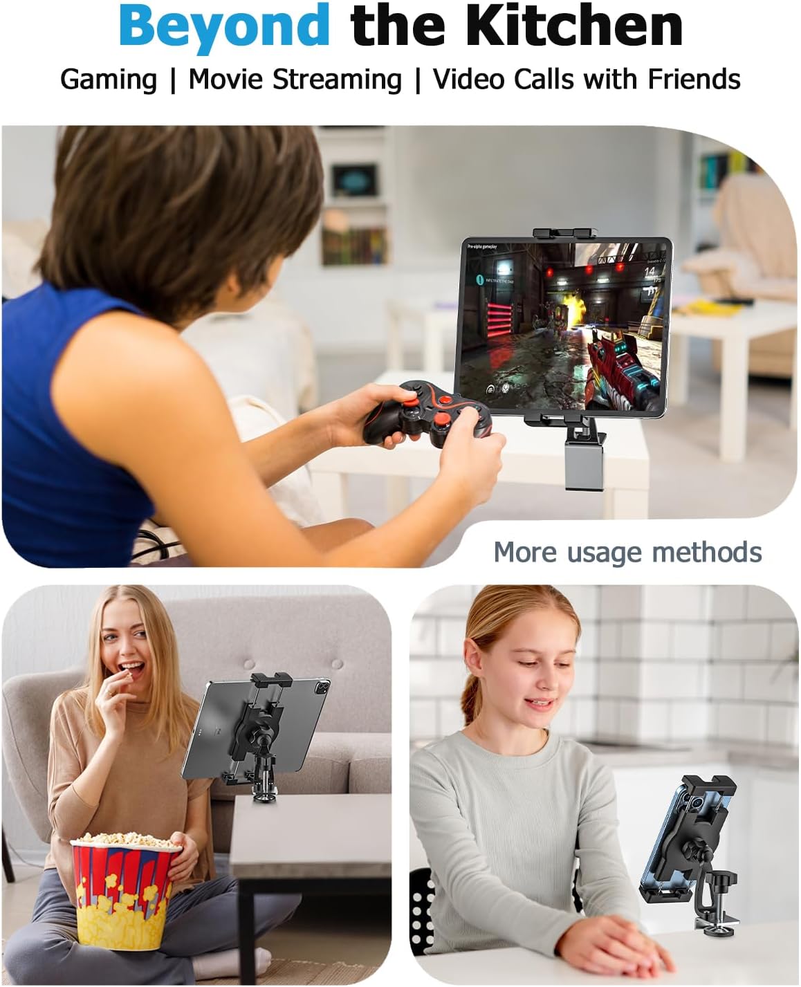 Kitchen Tablet Holder, Under Cabinet iPad Mount - Easy Install & Sturdy image 3