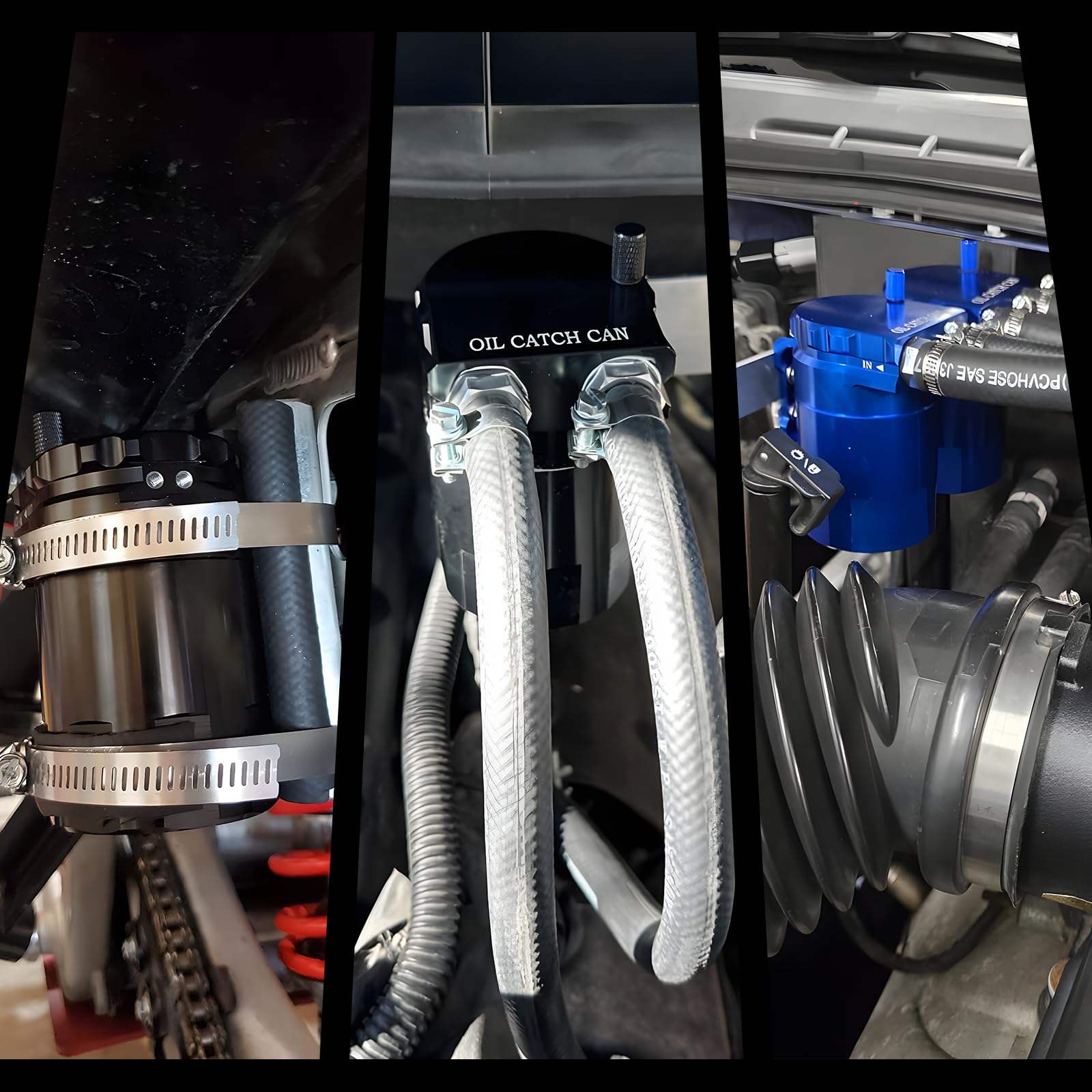 Serbatoio per Auto in Alluminio, Kit Universale Serbatoio del Serbatoio per Auto, 300ml Decanter Vapori Olio con Filtro a Cono, Tubo Flessibile e Altri Accessori (Nero)