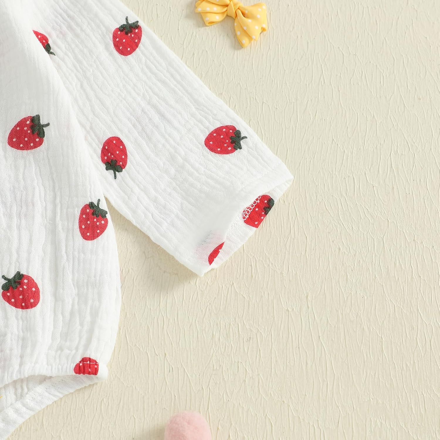 Infant Newborn Baby Girl Fall Winter Outfit Long Sleeve Romper Strawberry Print Bodysuit Cotton Linen Clothes - Image 8