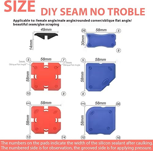 Miniatura 3 de Kit profesional de herramientas de calafateo de silicona, kit de perfilado de silicona reutilizable con herramientas de acabado de sellador y