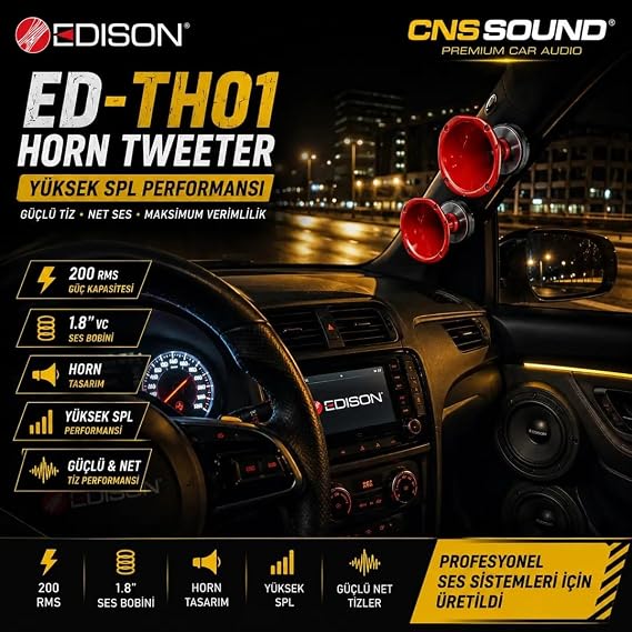 Edison ED-TH01 Horn Tweeter, 200 RMS, 1.8 Ses Bobini, 2 Adet