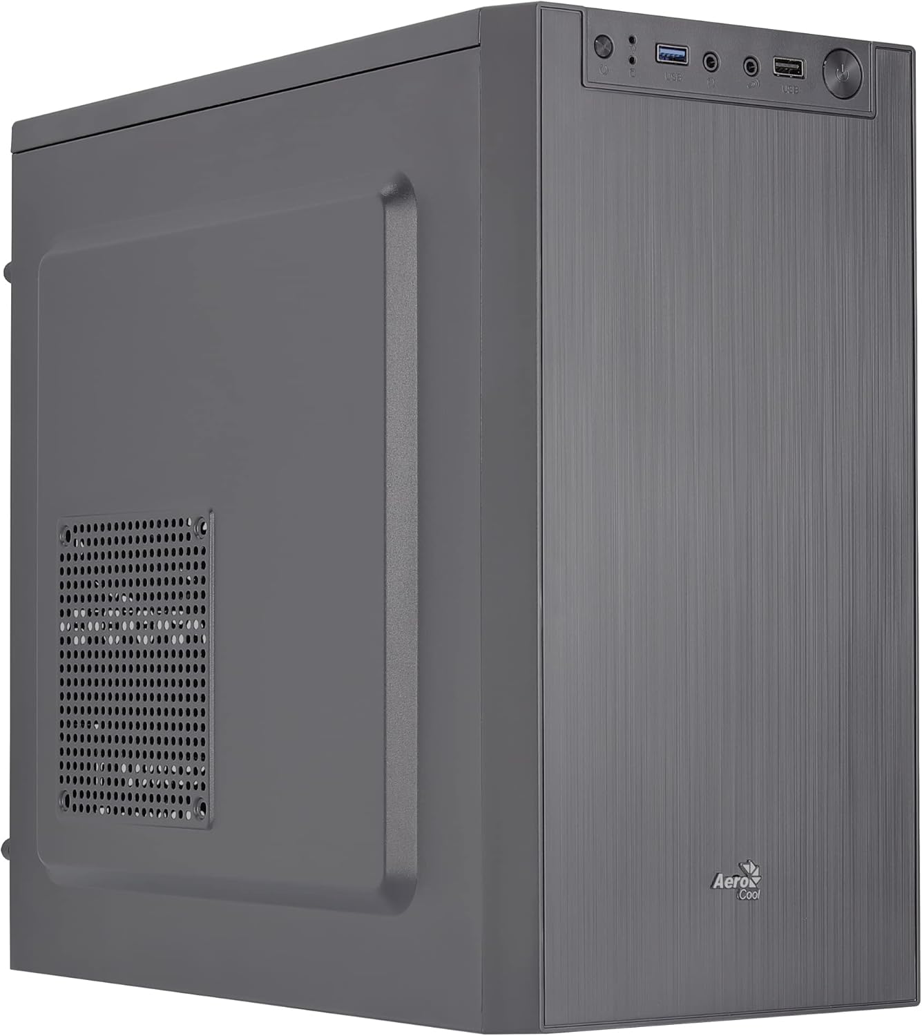 Aerocool CS108BKV1, Compact PC Micro ATX Box, Polished Aluminium, Fan 80 cm, Black