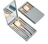 5 Piece Professional Makeup Brush Set with Mirror & Travel Case, Hypoallergenic, Vegan Hair, Sensitive Skin, Luxury Gift Box, Portable Cosmetic Kit for Brides, Travel, Touch Up on the Go 1