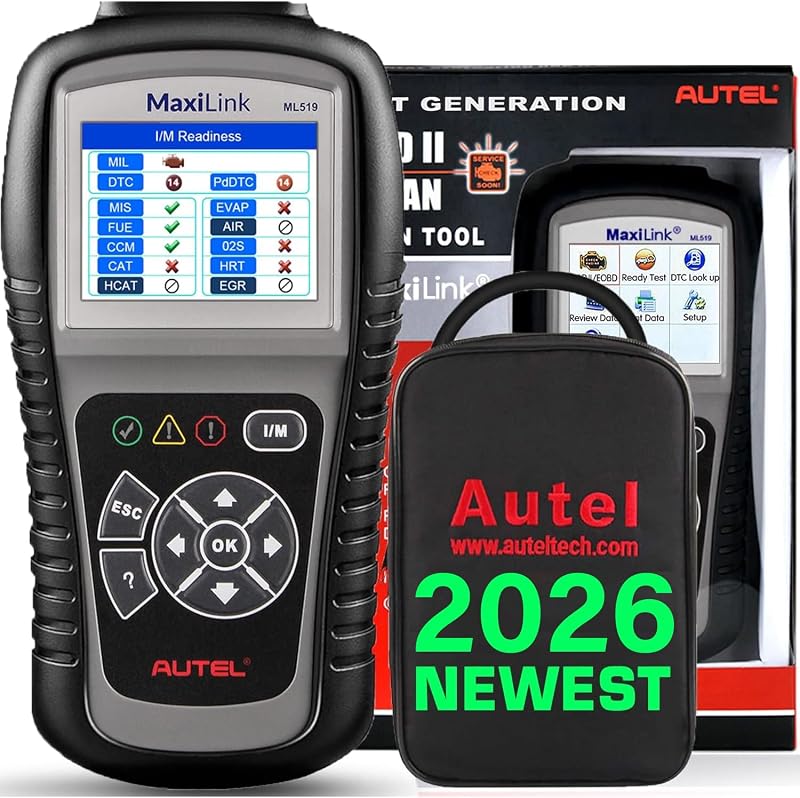 Autel MaxiLink ML519 herramienta de diagnóstico de auto con escáner OBD2 universal mejorado | Modo mejorado 6, verificación del lector de códigos del motor, herramienta de escaneo CAN, datos en vivo, biblioteca DTC, versión avanzada. de AL319