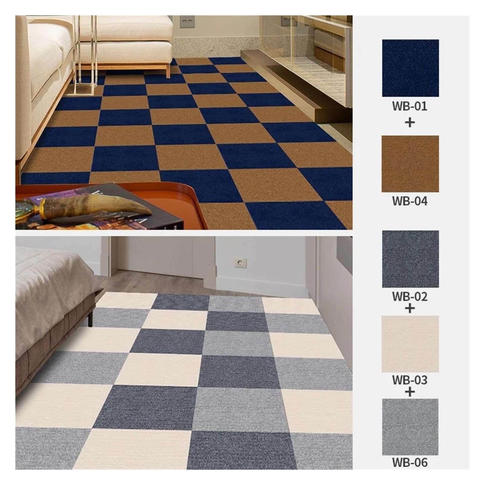 Dalles de moquette à coller, Dalles de moquette auto-adhésives 30 cm x multicolores 10-30 pièces amovibles(Dark Blue,20pcs)