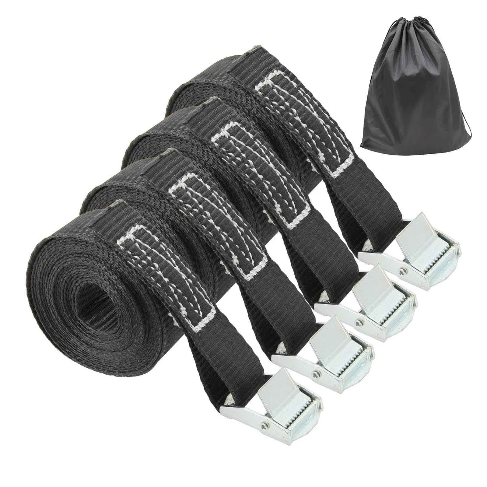 Tie Down Strap, 1100lb Lashing Straps Tie-Down Belt Car RV Motorcycle Bike with Metal Buckle Tow Rope Strong Ratchet for Cargo Lugga Bag(4pcs with Bag)