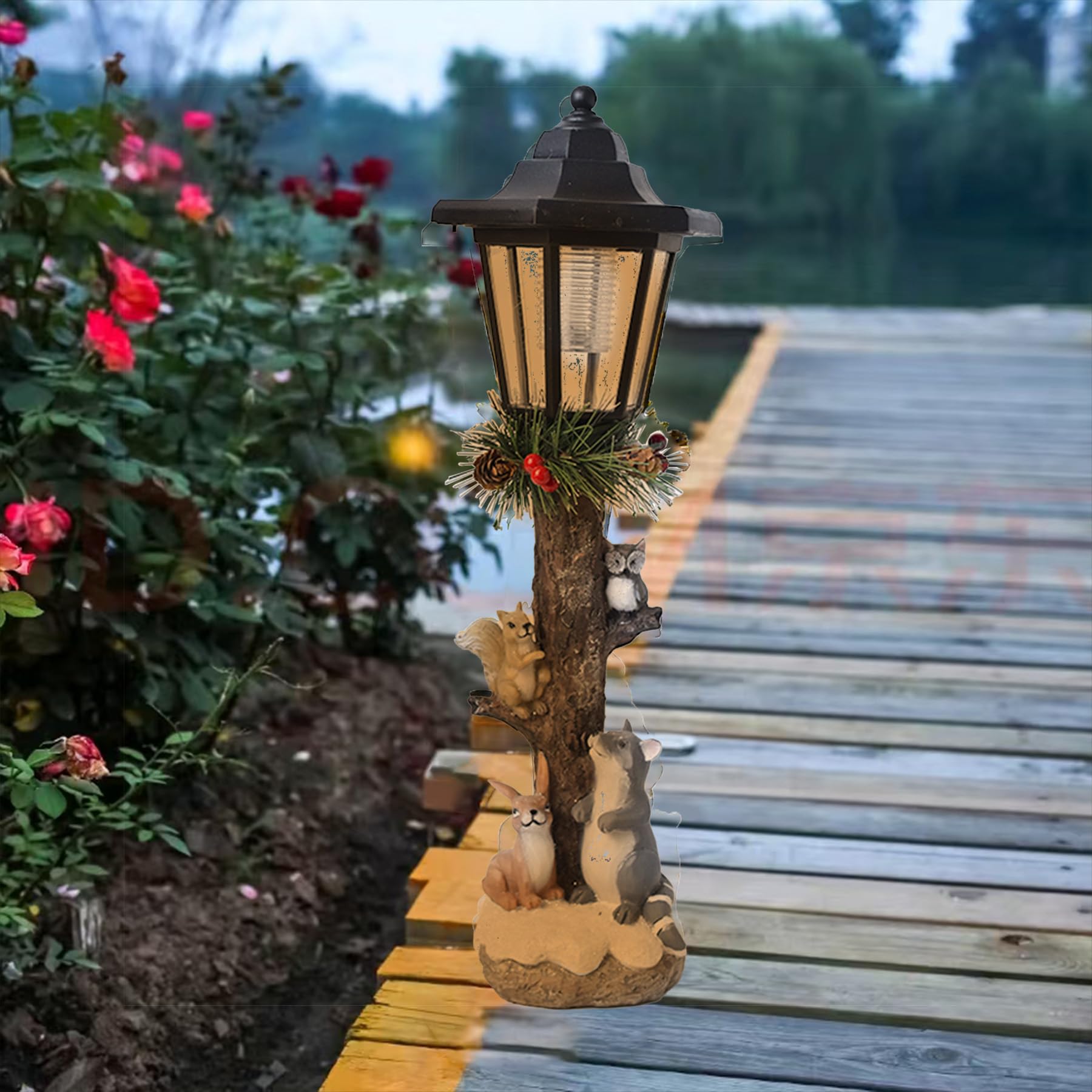 Figuras solares de jardín con linterna solar, estatuas de jardín, decoración de jardín, balcón, patio, césped (B)