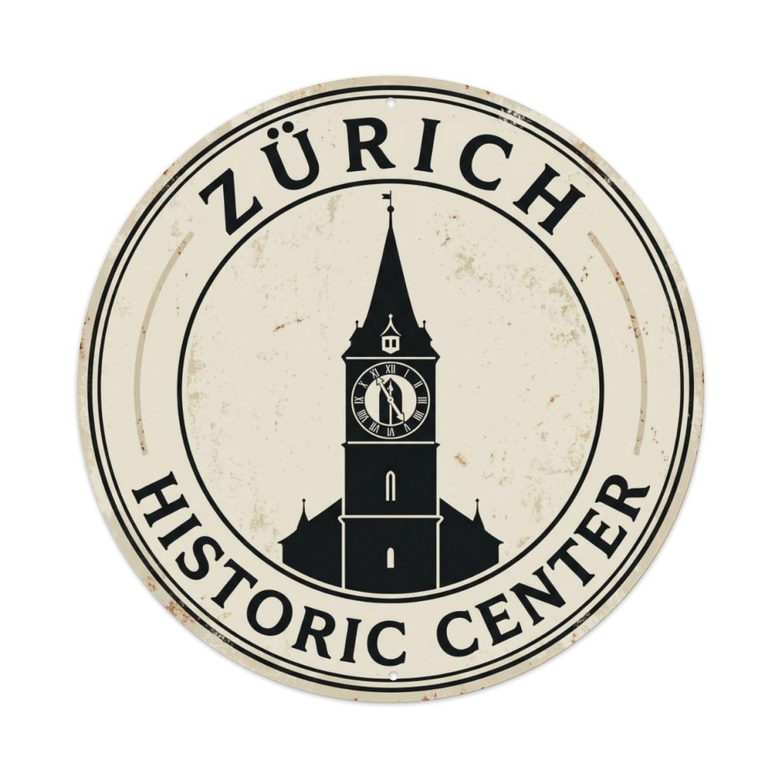 Vintage Travel Zurich Switzerland Memento Metal Tin Sign