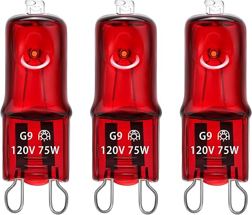 Miniatura 1 de Bombilla G9 de 75 W, 120 V, 2 pines, paquete de 3 bombillas de repuesto regulables, color rojo cálido