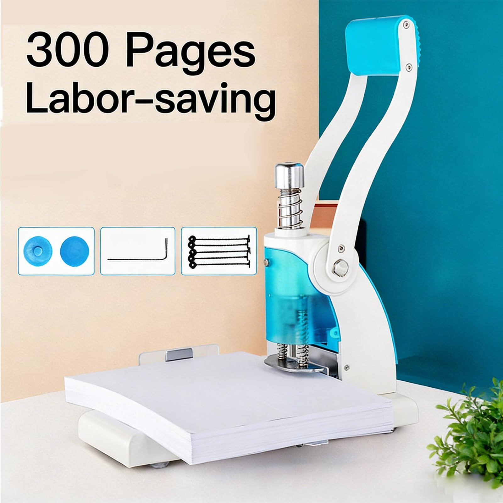 Punzón De Agujero Único para Uso Pesado, Punzón De Papel De Acción De Palanca, Capacidad De 300 Hojas, Guía De Margen Ajustable De 8-32 Mm, Diámetro De Perforación De 6 Mm, para Papel