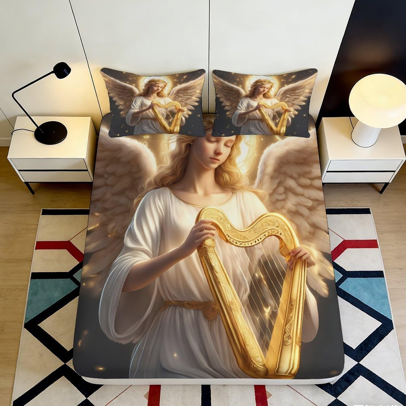 3D Printed Lion Chess Microfiber Fitted Sheet Deep Pocket Non-Slip Lion Chess Mattress Fitted Cover for Bedroom 160x200x25cm