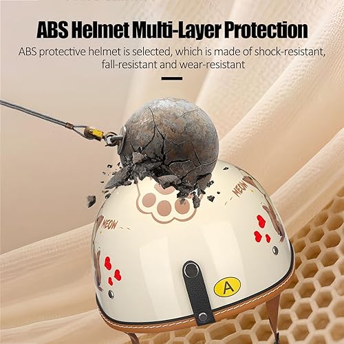 Miniatura 2 de Casco Moto Retro Jet para hombres y mujeres Homologado DOT, Medio Casco ABS, Ventilación Doble, Visera Retráctil y Forro Desmontable Fresco,