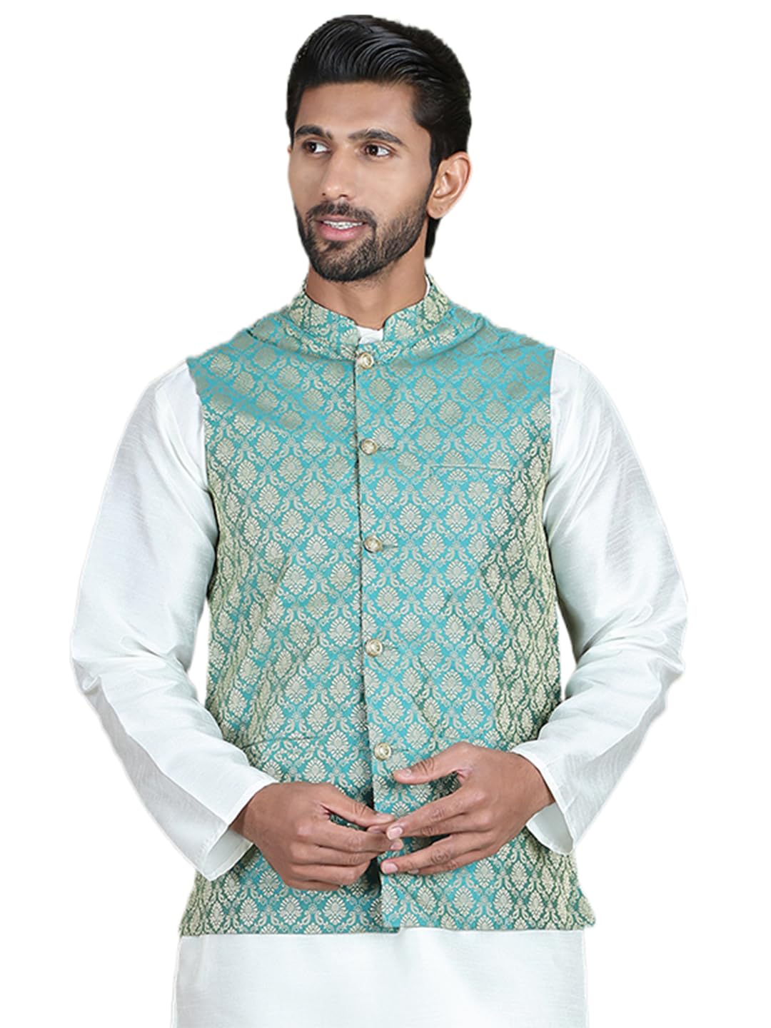 jompers Woven Design Nehru Jacket For Men-picture-55