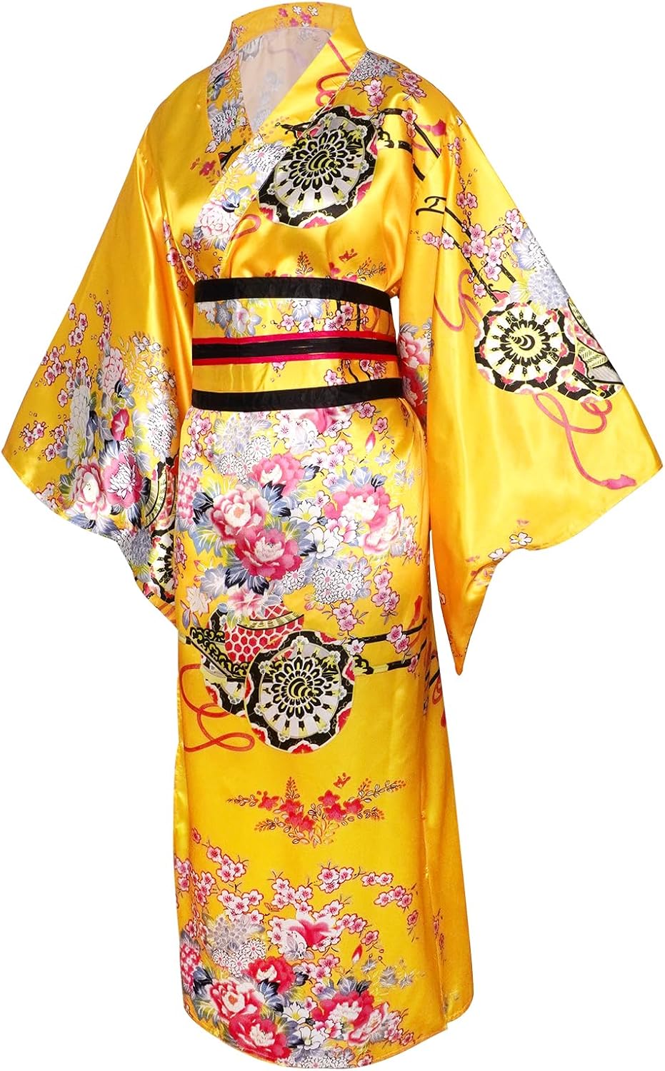 Kimonos for Women Japanese Dress Yukata Geisha Costume Fancy Robe Anime Cosplay Maid Outfit Mask Hand Fan Socks Set - Image 5