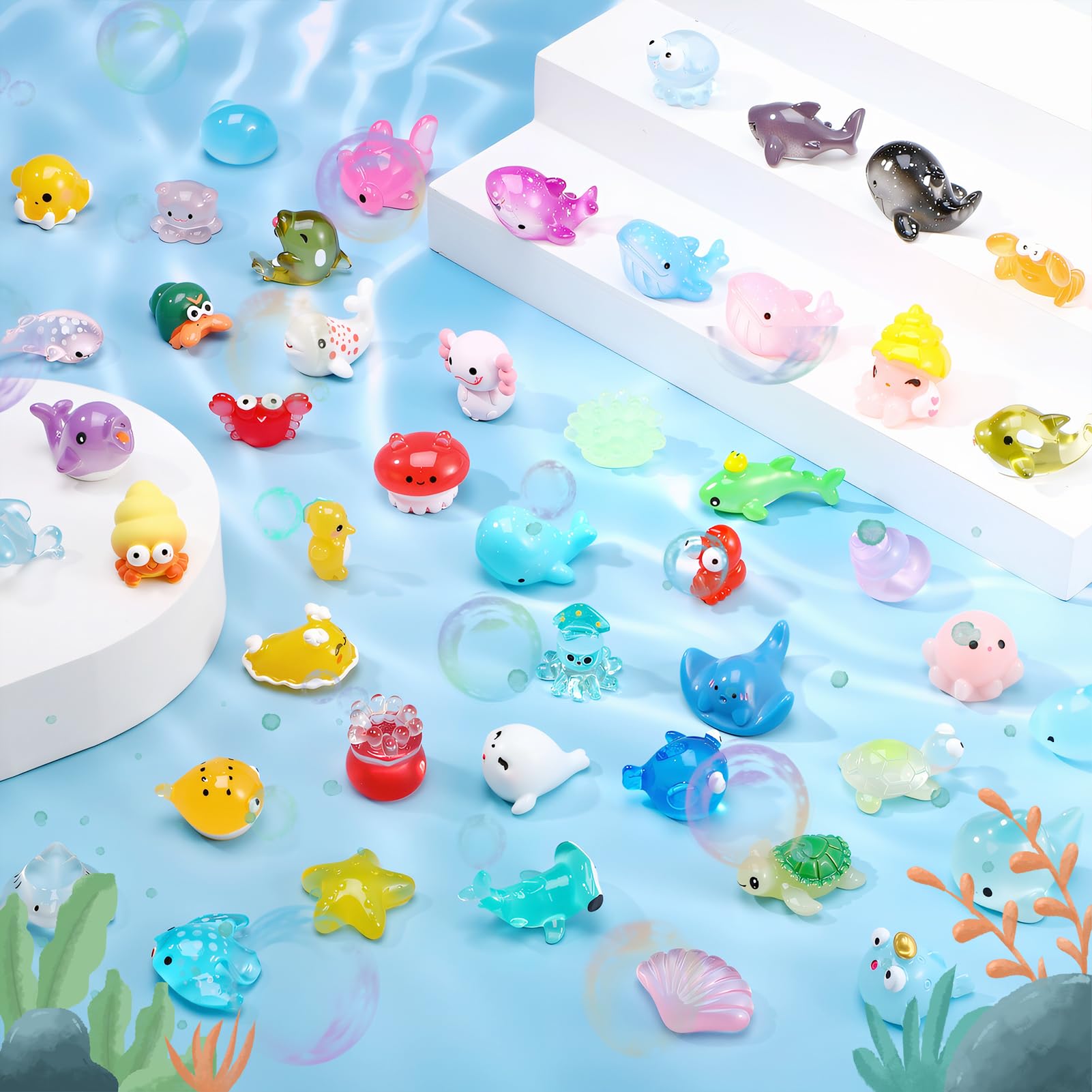GSrenyu 48Pcs Mini Ocean Resin Animals,48 Styles Tiny Sea Animals Miniature Little Small Resin Animal Figures Bulk for Fairy Garden Micro Landscape Aquarium Dollhouse Decor - Image 4