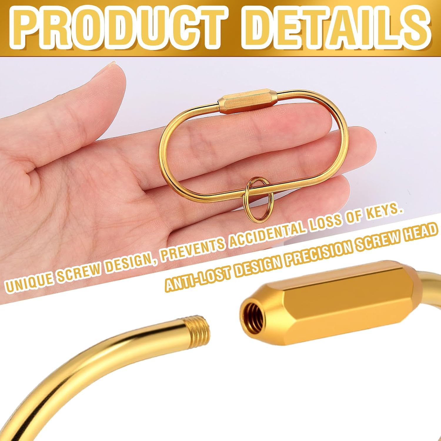 30 Pcs Brass Key Rings Bulk Screw Lock Key Organizer Keychain Clip for Purse Charms, Doll Bag Pet Leash Accessories