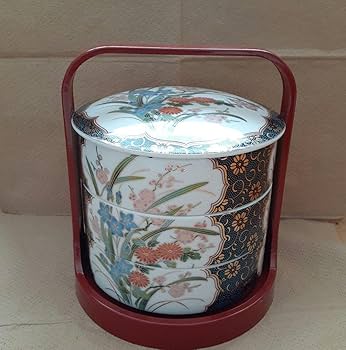 Amazon.co.jp: 幸山窯 重箱 陶器 三段重 手提げ付 丸重 おせち