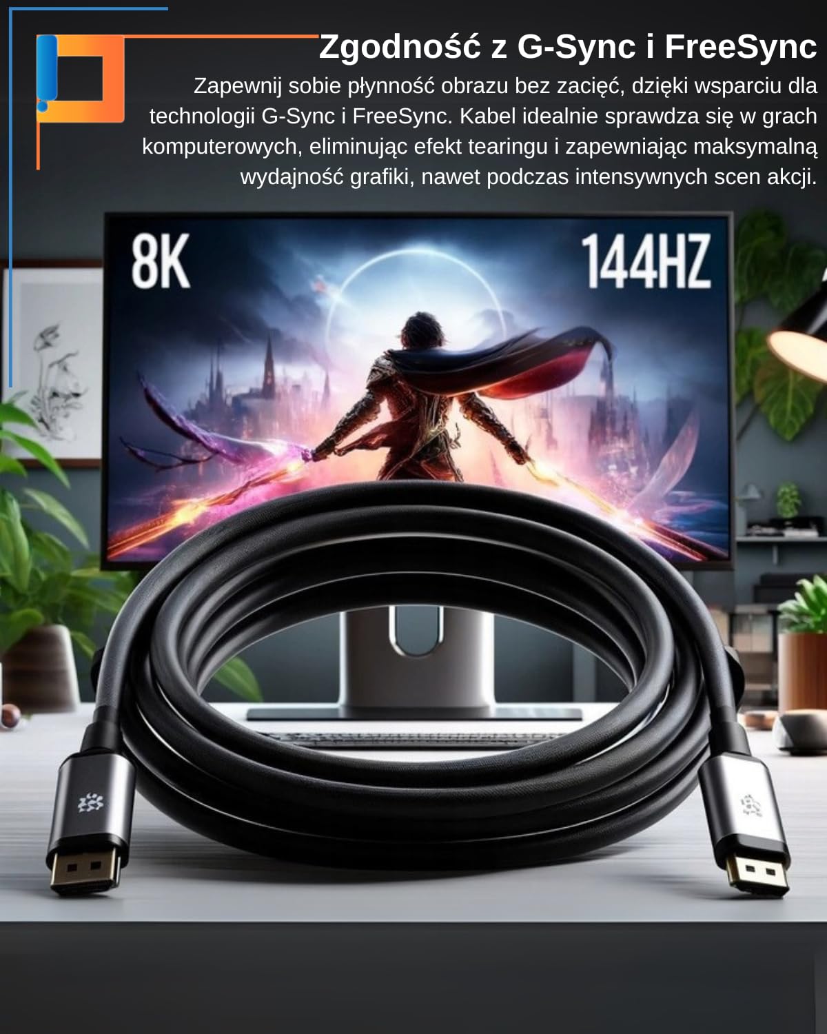 CO2 cable HDMI do HDMI 2.1 8K/60Hz, 4K/120Hz, 2K/240Hz, Full HD, HDR dinámico eARC VRR QMS ALLM DSC 3D QFT ARC Ethernet FreeSync G-Sync, Plug&Play, 48 Gb/s, bidireccional, Aluminio gris espacial (20m)