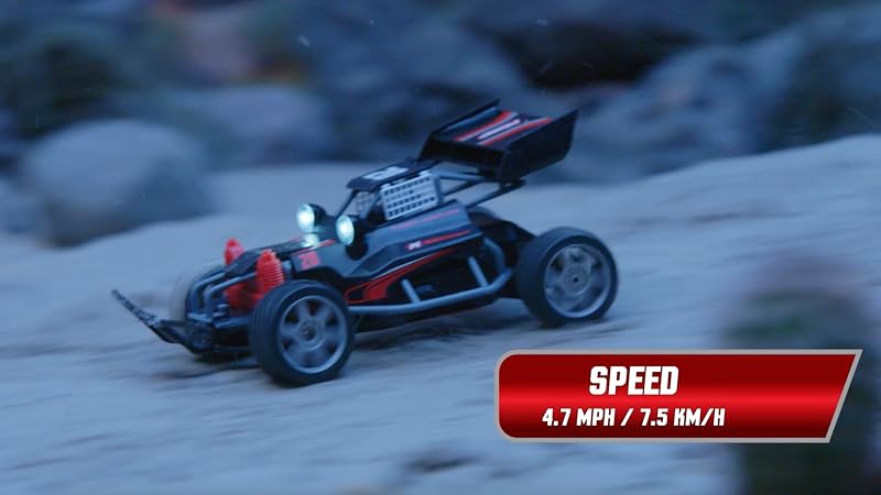 Nikko Night Panther távirányítós terepjáró buggy, 7,5 km/h sebesség, 2,4 GHz irányítás, 1:18 méretarány, 6+ éves gyerekeknek, piros-fekete