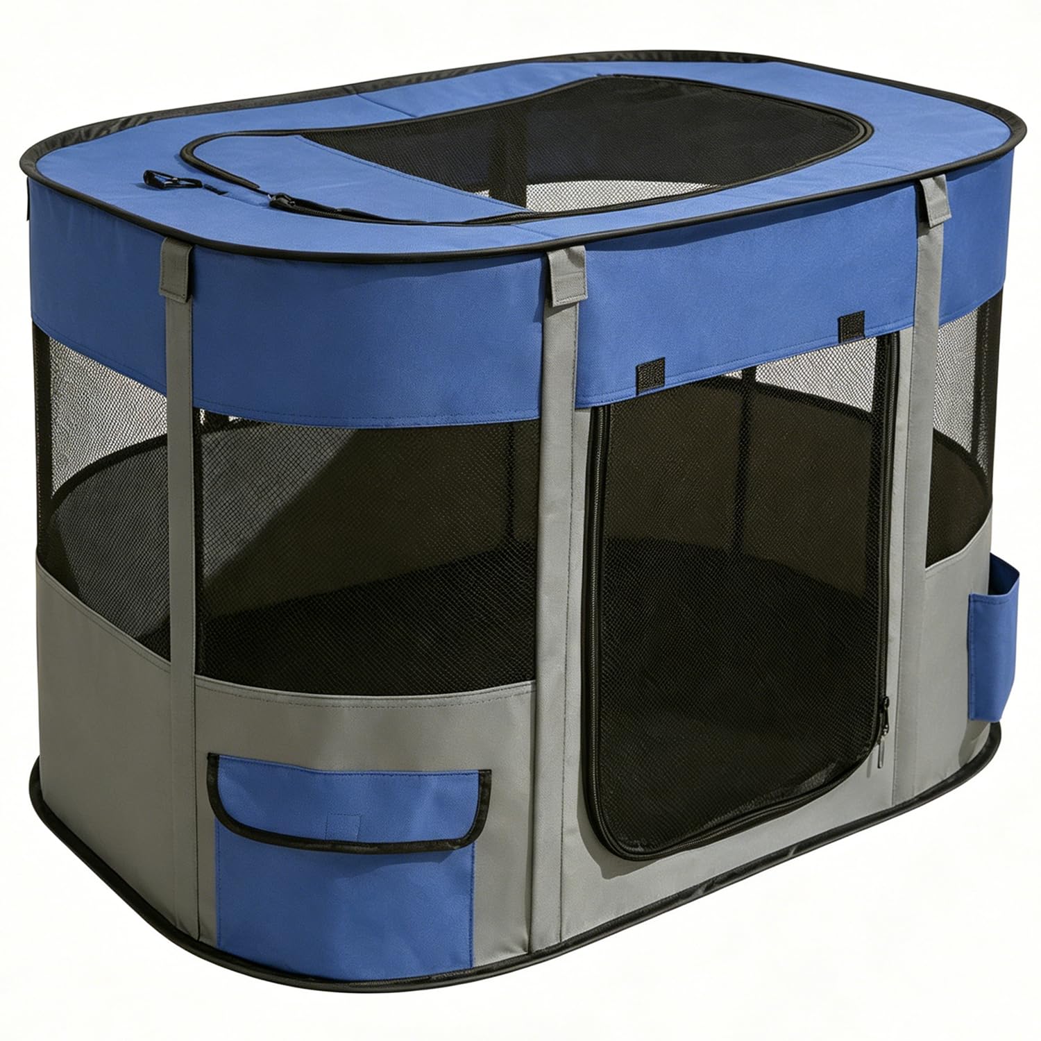 Floving Portable Doghouse Pet fence 80x60x55cm Foldable Pet playpen Rectangle Delivery Room Cat Nest Cat den Puppy house Kennel Closed Pets Tent with carry bag (navy)