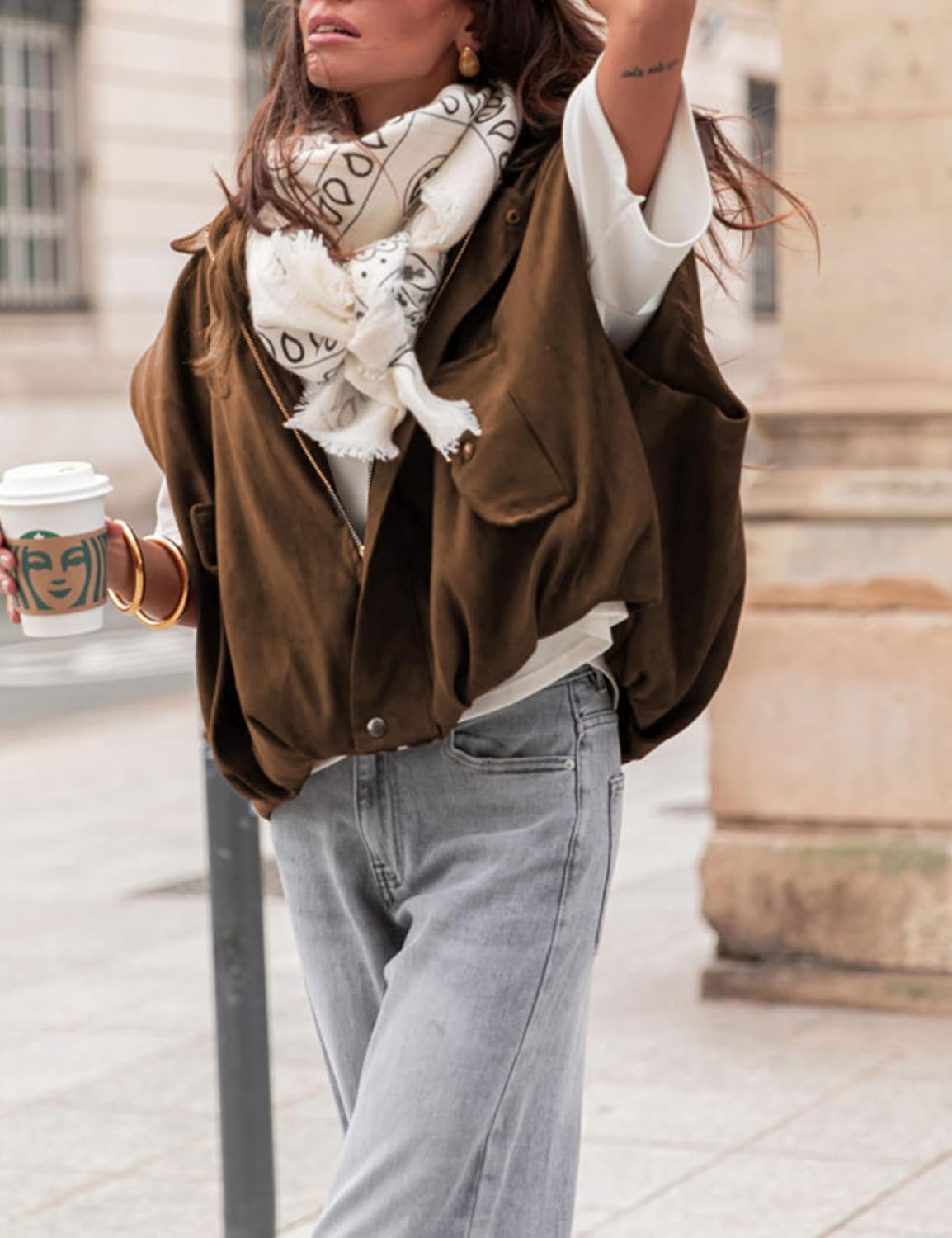 Zontroldy Womens Faux Suede Vest Cropped Bomber Jacket Casual Sleeveless Streetwear Top Vests Trendy - Image 4