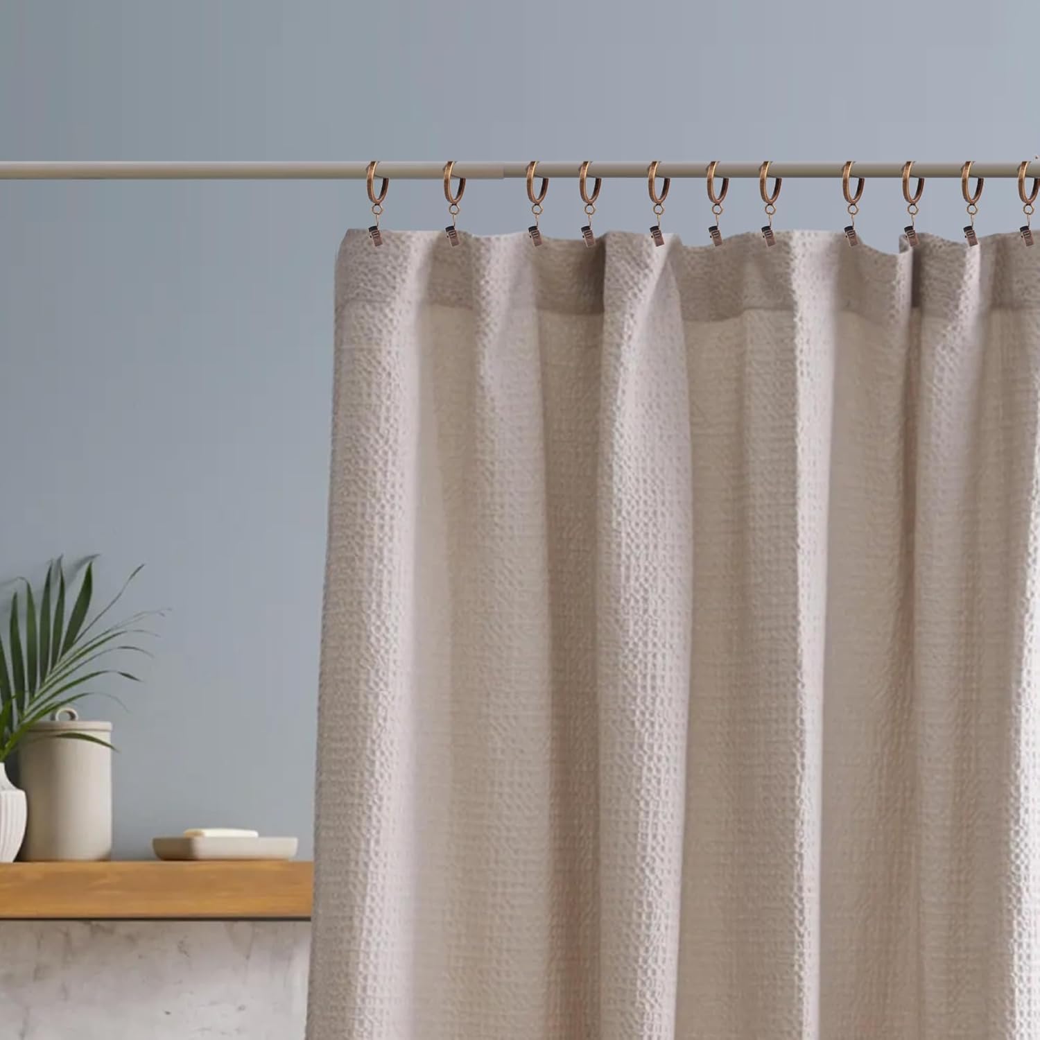 40 Pack 1.25 Inch Half-Round Antique Brass Curtain Eyelets - Heavy Duty Iron, Quiet Glide, Rustproof, Vintage Finish, Fits 1.0-1.2 Inches (Curtain Rod Required, Non-Drill)