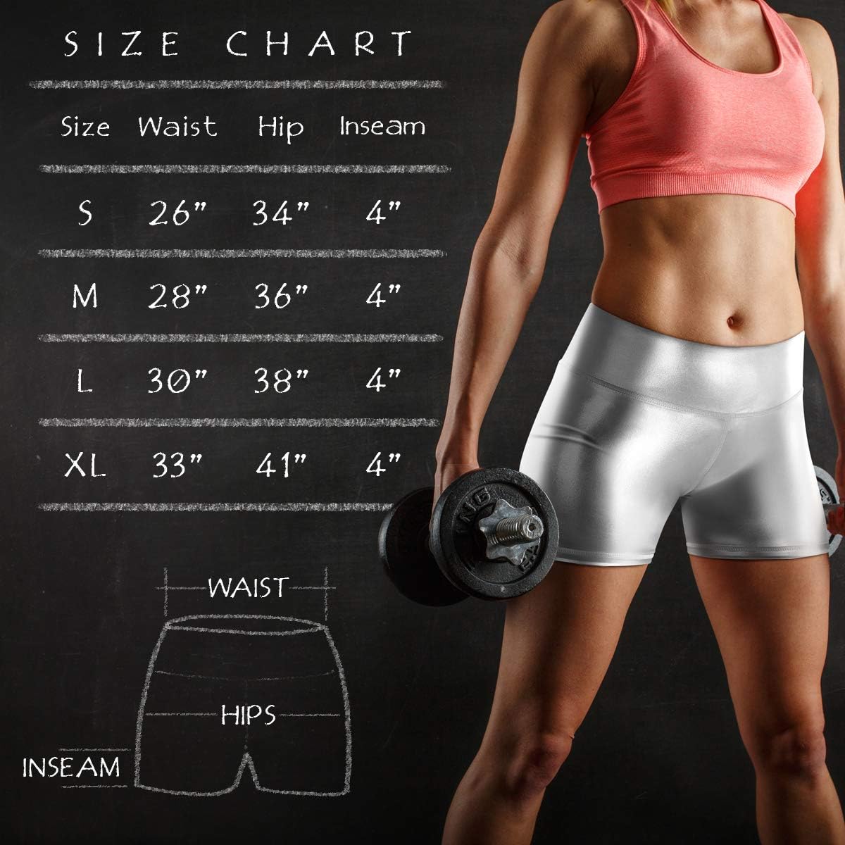 HDE Shiny Metallic High Waisted Rave Shorts Festival Disco Dance Workout Shorts : Clothing, Shoes & Jewelry