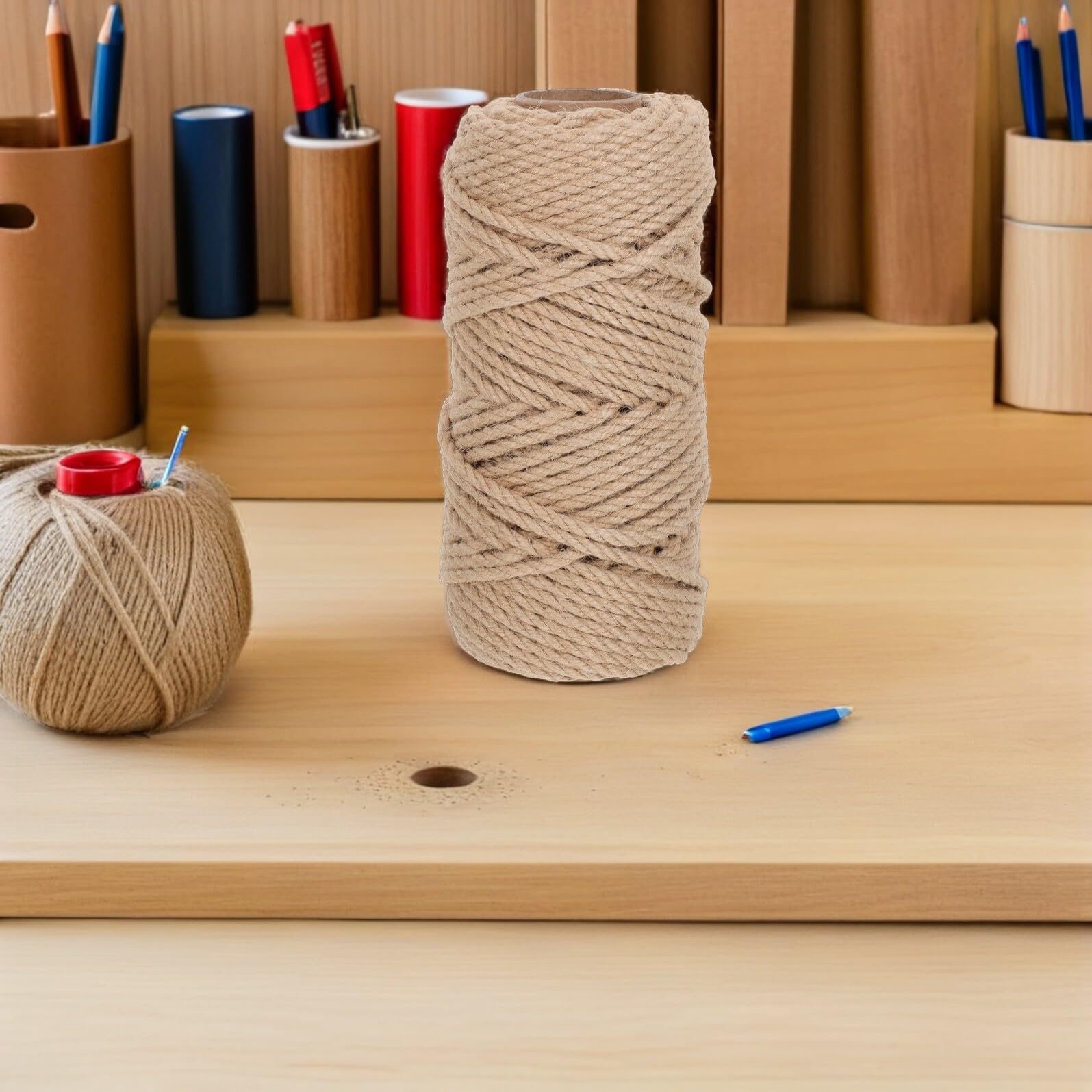 Geflochtenes Hanfseil 2 Rollen Khaki, Heavy Duty, Verhedderungsfrei | Naturfaser für Verpackungen, Professionelle Bastelprojekte, Minimalistischer Rustikaler Stil, Selbstgemacht Enthusiasten
