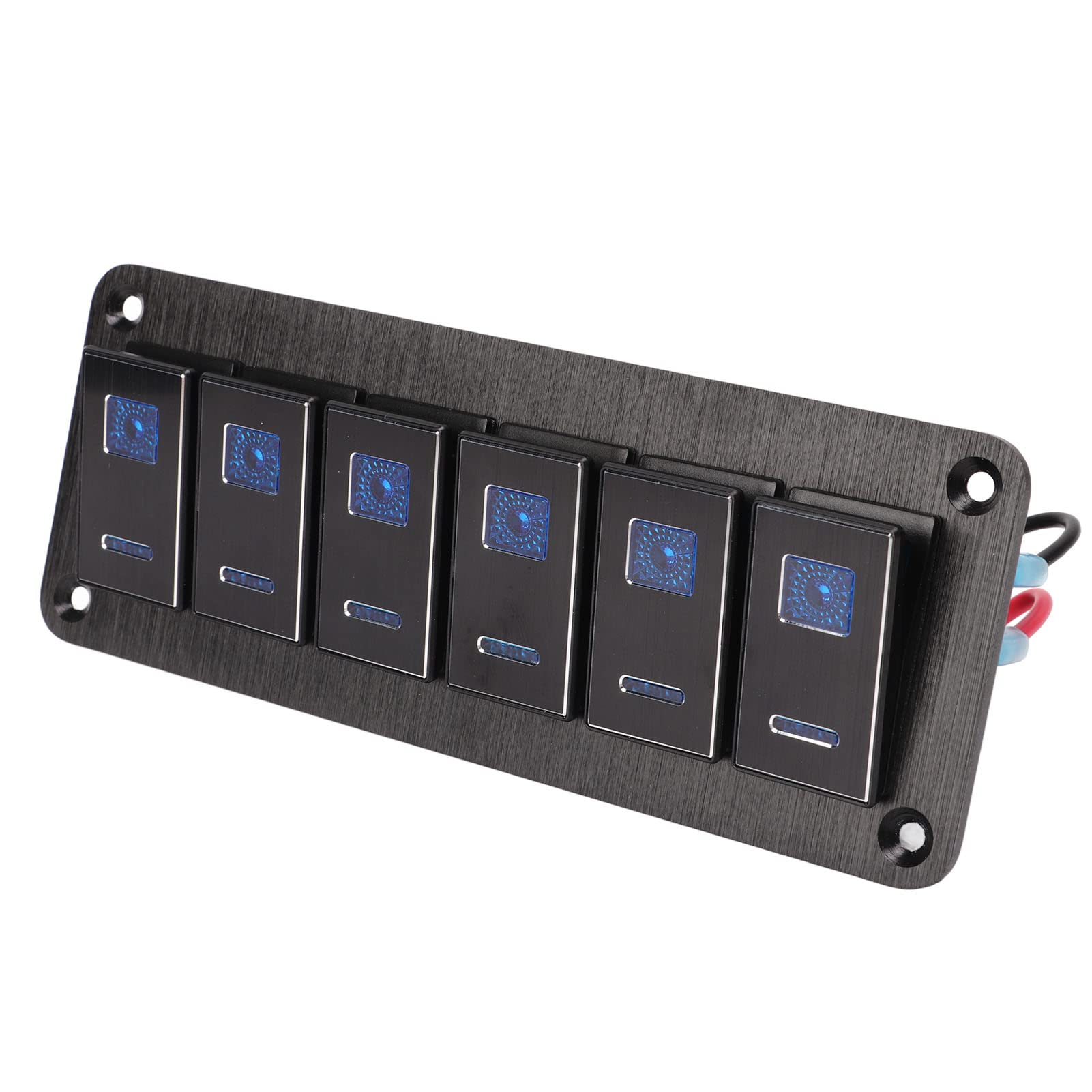 Generic Panel de Interruptor Basculante de 6 Bandas Impermeable Azul Retroiluminado para Automóviles Camiones RVs Barcos y UTV Aleación de Aluminio 30A