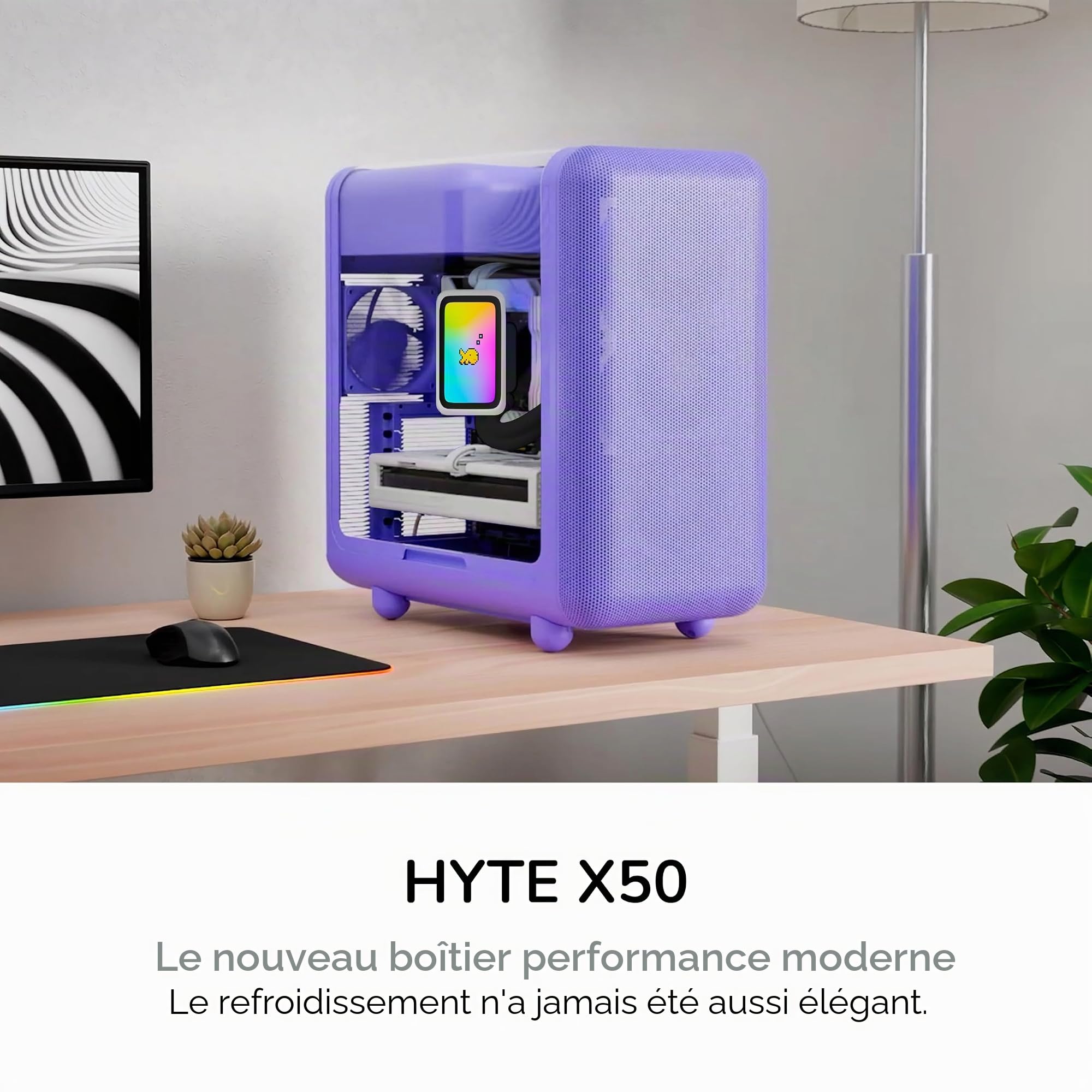 Hyte X50 Modern Performance ATX Boîtier de Jeu PC Tour Moyenne - Taro Milk (Violet)