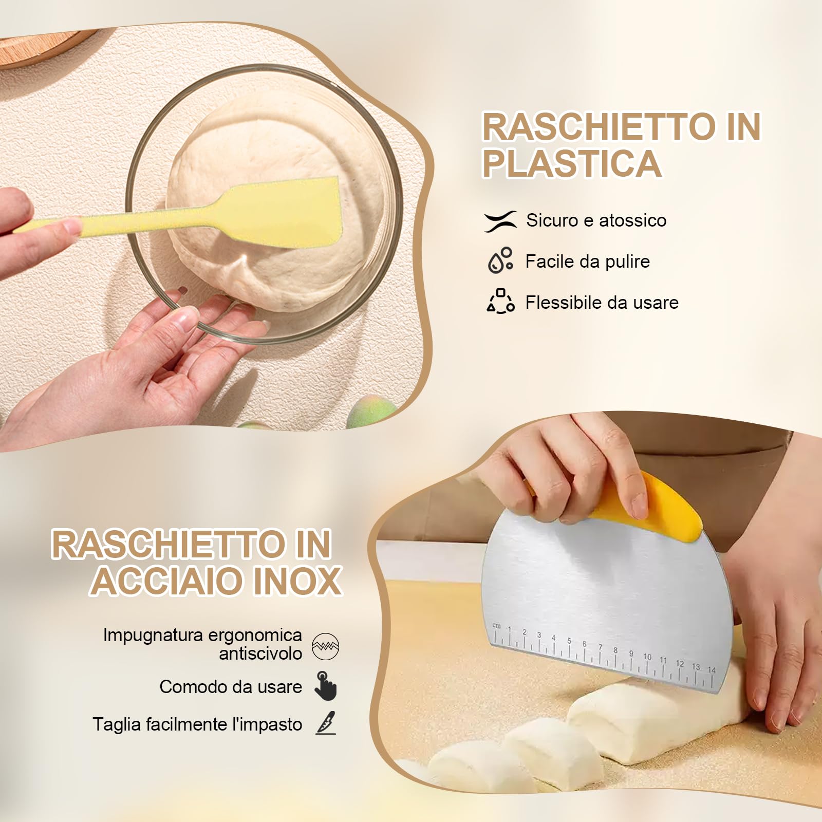 10 Pezzi Cestino da Lievitazione per Pane, Set Panificazione con Cestini Lievitazione in Silicone Rotondo da 23 cm & Ovale da 25 cm, Tela di Lino, per La Cottura del Pane