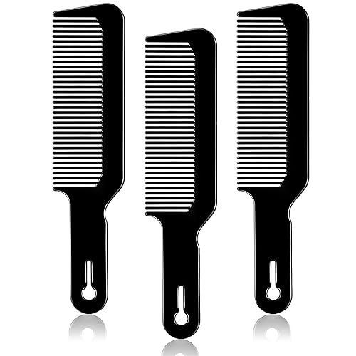Boao Peines de peluquero de 3 piezas con parte superior plana, corte de pelo para corte de pelo para corte plano y cortadora (negro)